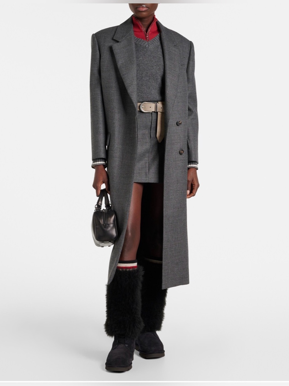 NWT Brunello Cucinelli
Mountain shearling-trimmed suede knee-high boots
